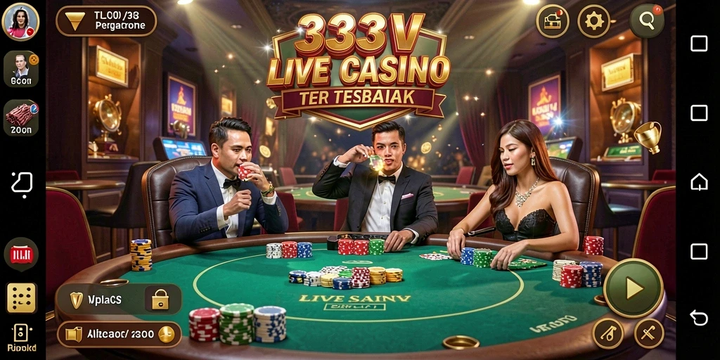 Screenshot gameplay Live Casino 333V dengan dealer profesional dan pemain aktif.
