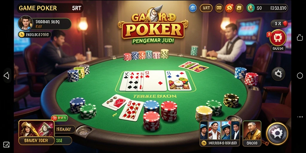 Tampilan gameplay Poker yang mendebarkan dan interaktif di 5RT.