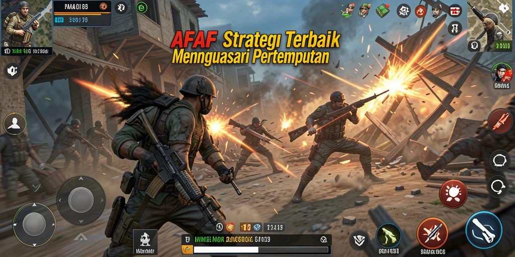 Screenshot gameplay AFAF yang menunjukkan aksi pertempuran strategi.