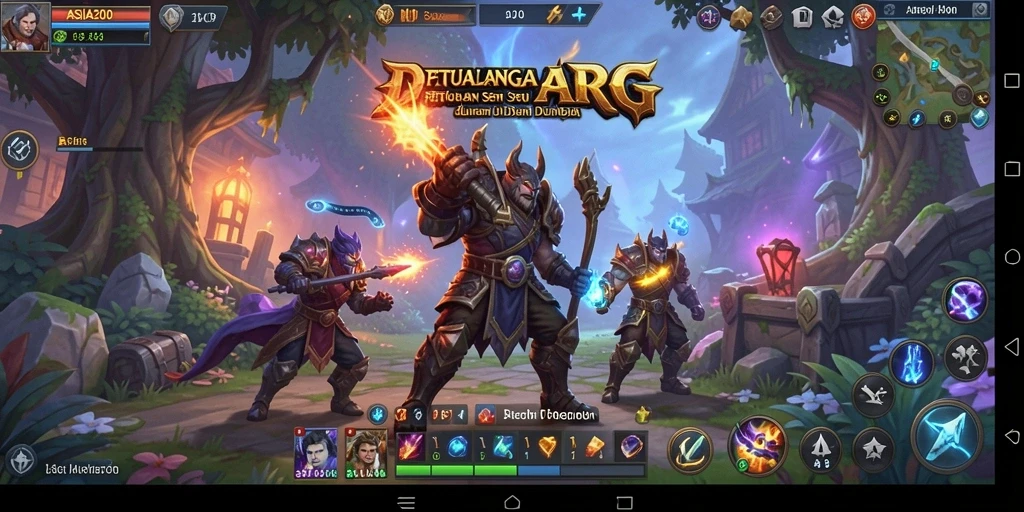 Tangkapan layar utama ASIA200 menampilkan pertarungan epik dalam game ARPG.