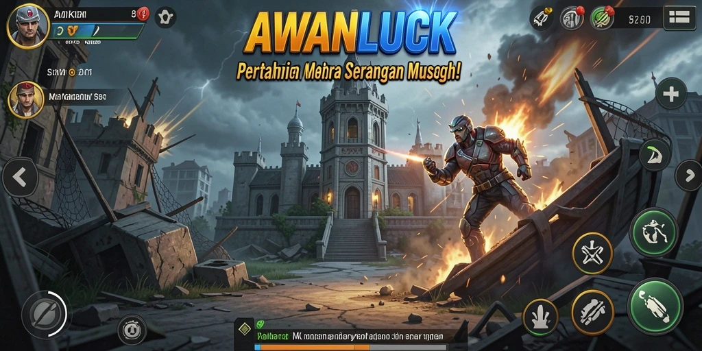Screenshot gameplay menampilkan menara yang siap bertahan terhadap serangan musuh.