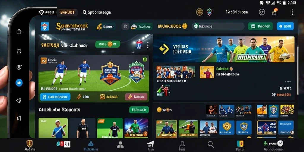 Screenshot utama BARU01 menampilkan antarmuka taruhan olahraga yang dinamis.