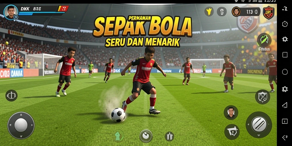 Tangkapan layar gameplay DKK menampilkan aksi seru sepak bola.