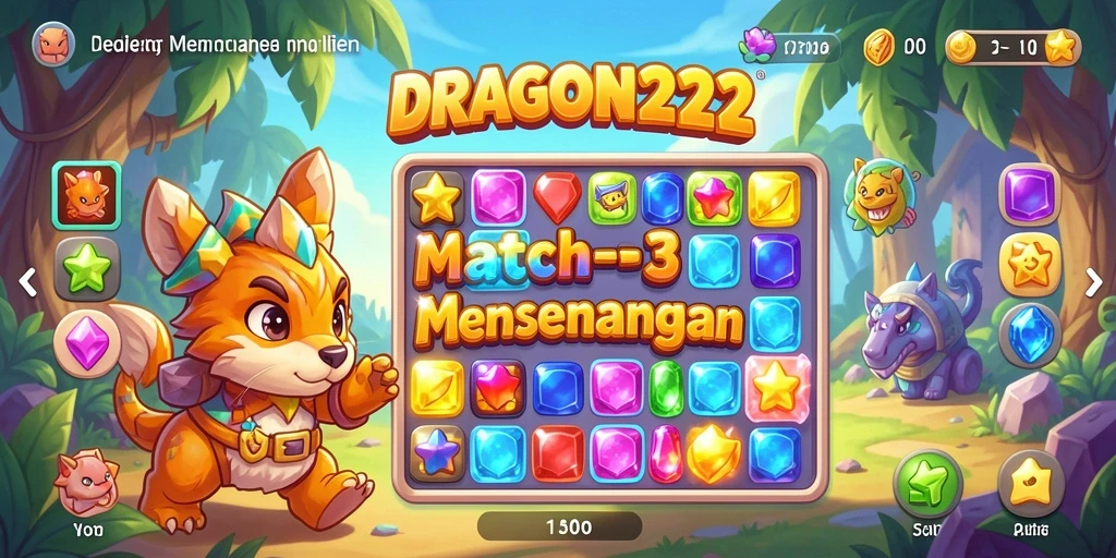 Tampilan gameplay seru DRAGON222 dengan tantangan Match-3.