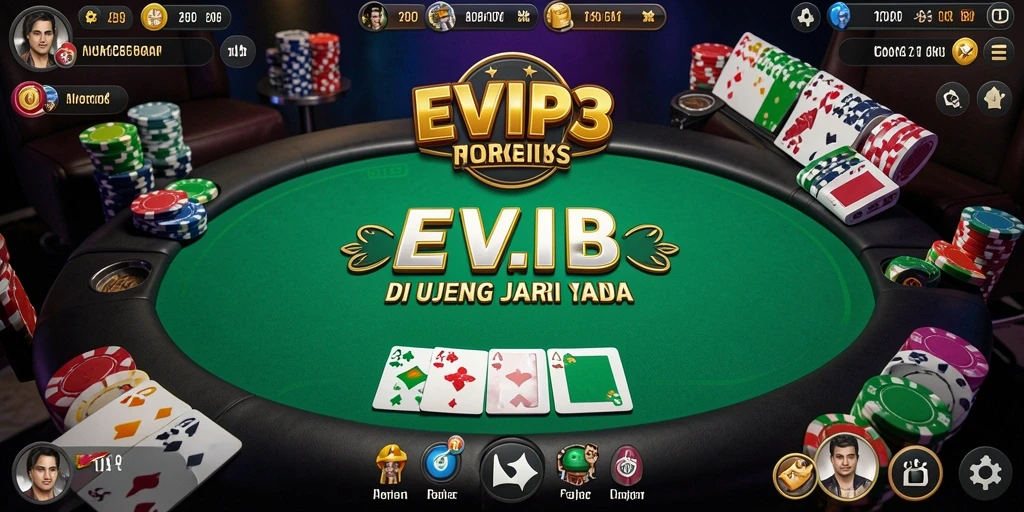 Tampilan gameplay poker yang menarik dan penuh aksi dari EVIP3.