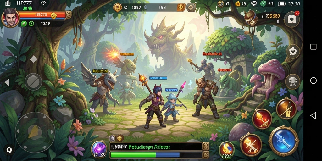 Tampilan gameplay penuh aksi dalam HP777 yang menampilkan petualangan seru.