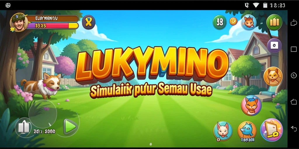 Tampilan gameplay unik LUKYMINO yang menarik dan interaktif.