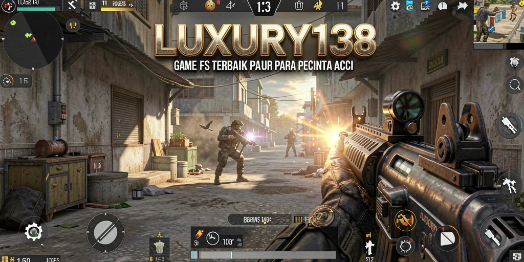 Screenshot gameplay LUXURY138 menampilkan aksi menembak yang mendebarkan.
