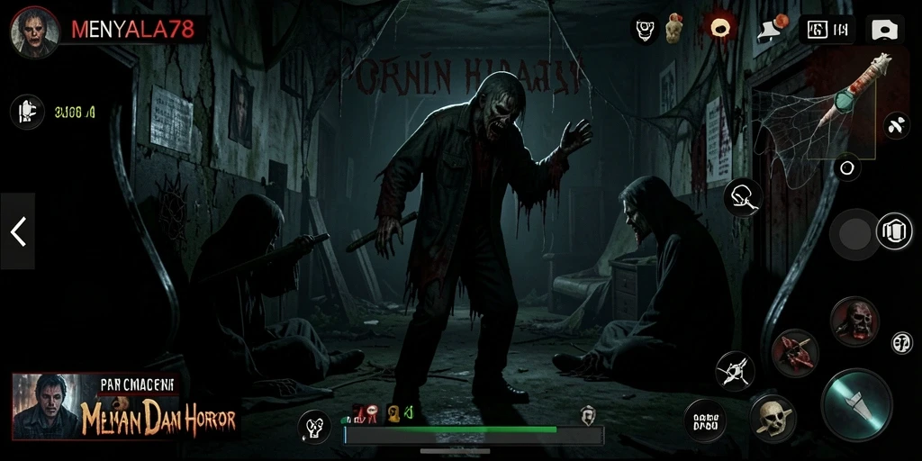 Tampilan gameplay yang menyeramkan di dunia kegelapan.