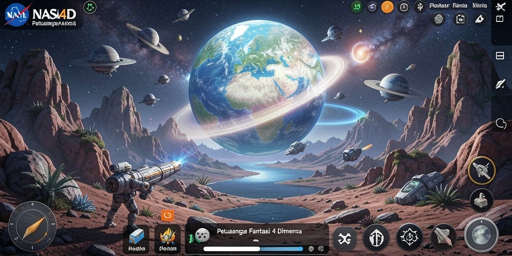 Screenshot gameplay NASA4D menampilkan petualangan epik karakter dalam dunia 4 dimensi.