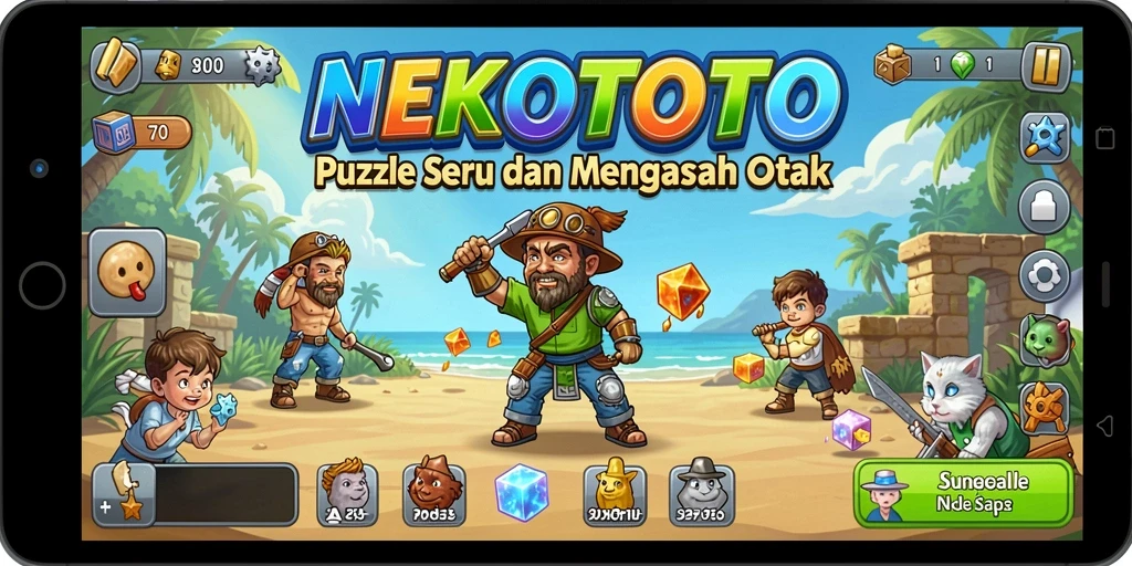 Screenshot gameplay NEKOTOTO menampilkan tantangan puzzle yang menarik.