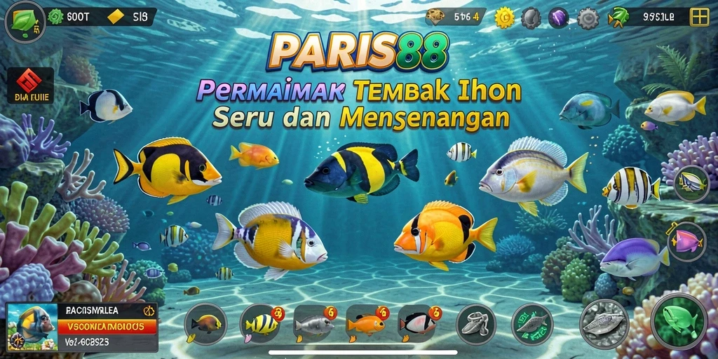 Tampilan gameplay seru dan menarik dari PARIS88 saat menembak ikan.