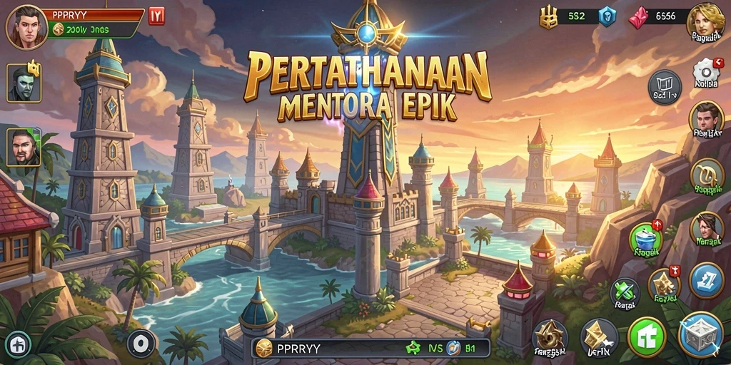 Screenshot PPRRYY menampilkan aksi mendebarkan dalam permainan Tower Defense.