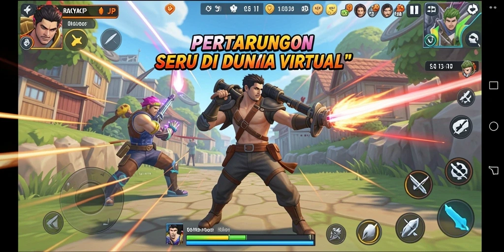 Tampilan gameplay RAKYATJP dengan pertarungan yang mendebarkan.