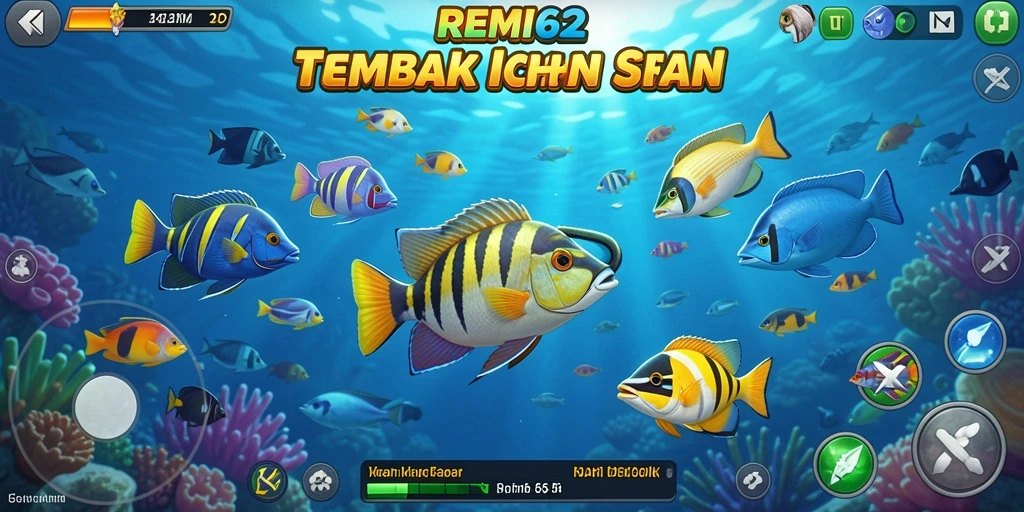 Screenshot REMI62 menampilkan aksi menangkap ikan yang mendebarkan.