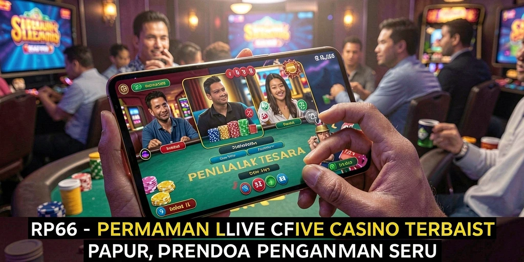Screenshot RP66 menampilkan dealer profesional dalam permainan Live Casino yang menarik.