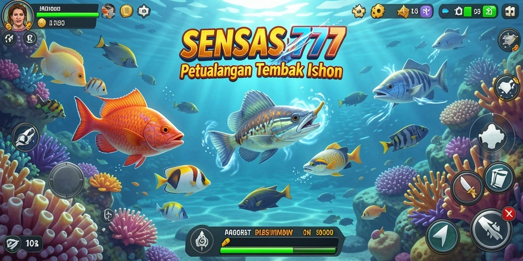 Tangkapan layar SENSASI777 menampilkan aksi menangkap ikan yang seru.