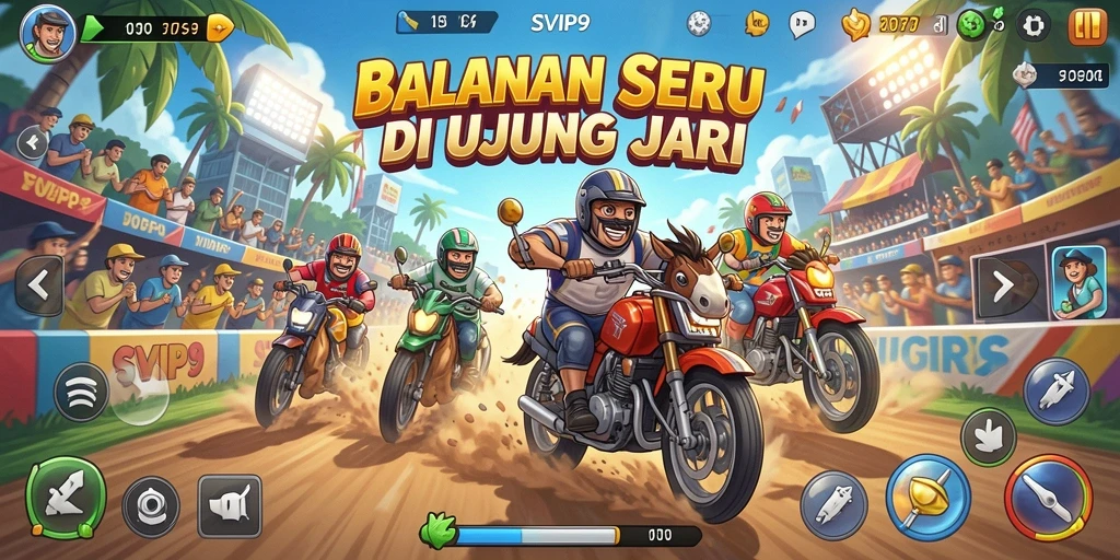 Screenshot gameplay SVIP9 menampilkan kecepatan dan ketegangan balapan.