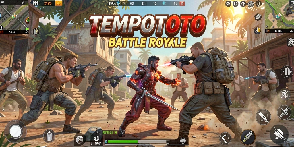 Tampilan gameplay seru dari TEMPOTOTO dalam pertarungan Battle Royale.