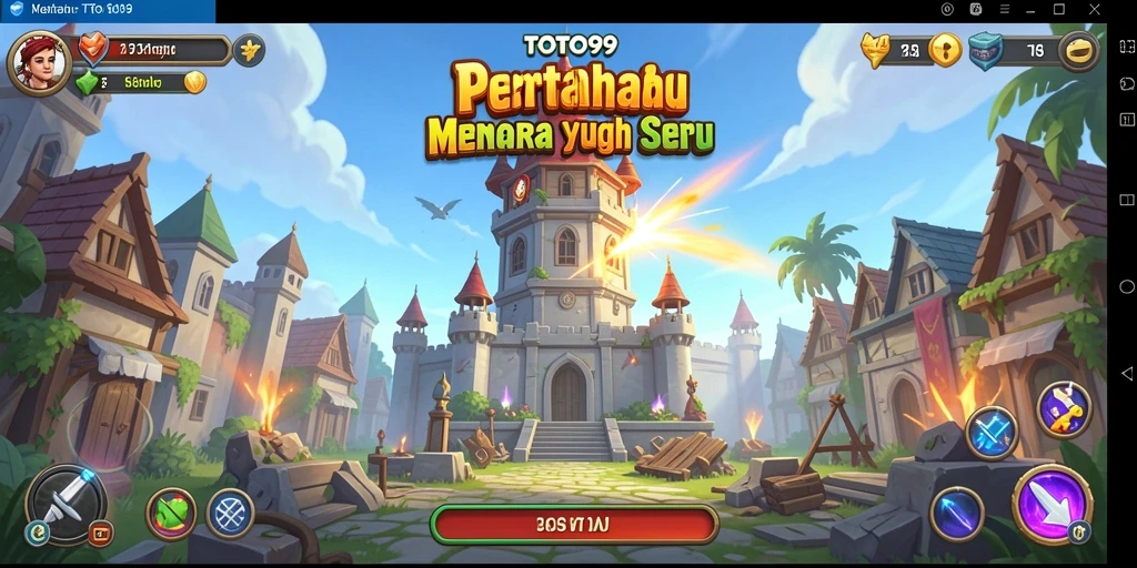 Screenshot gameplay TOTO99 menunjukkan aksi menara dalam pertempuran Tower Defense.